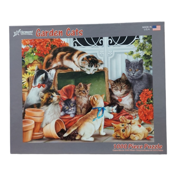 Vermont Christmas Company Garden Cats Jigsaw Puzzle 1000 Pcs 30" X 24"
